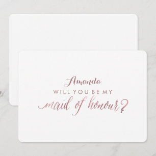 PixDezines Faux Rose Gold Will You Be My Maid.. Invitation
