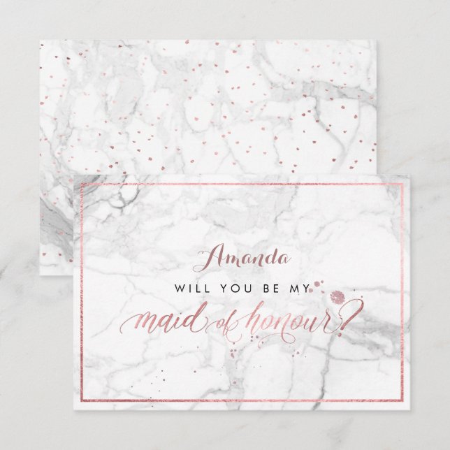 PixDezines Faux Rose Gold Will You  Maid of Honour Invitation (Front/Back)