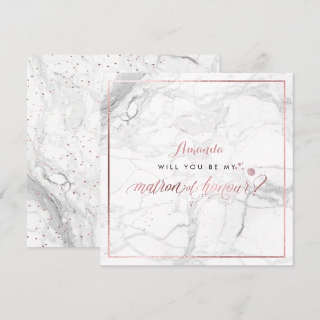 PixDezines Faux Rose Gold  You  Matron of Honour Invitation (Front/Back)