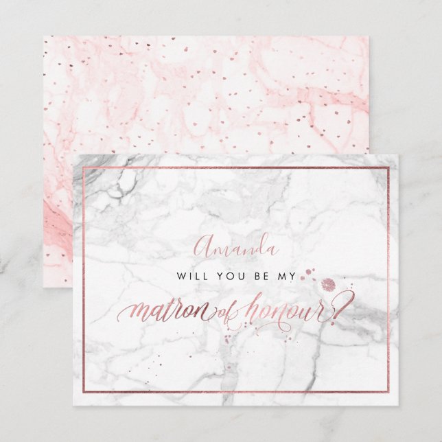 PixDezines Faux Rose Gold  You  Matron of Honour Invitation (Front/Back)
