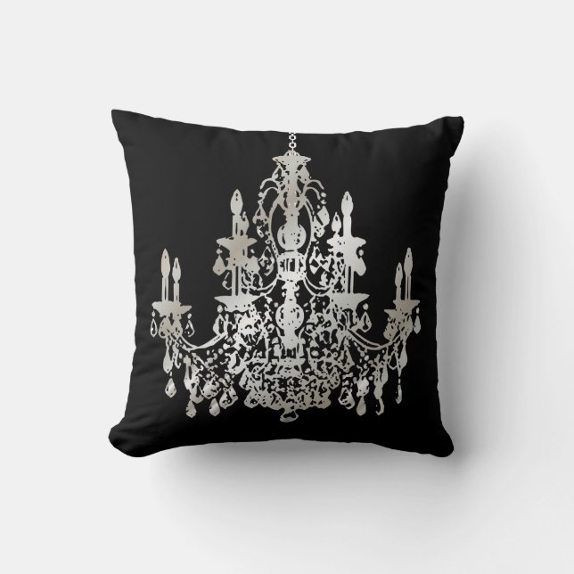 PixDezines faux silver/chandeliers/DIY background Throw Pillow (Front)