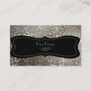 PixDezines faux silver flora damask/diy colour Business Card
