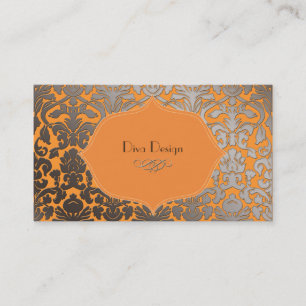 PixDezines faux silver flora damask/diy colour Business Card