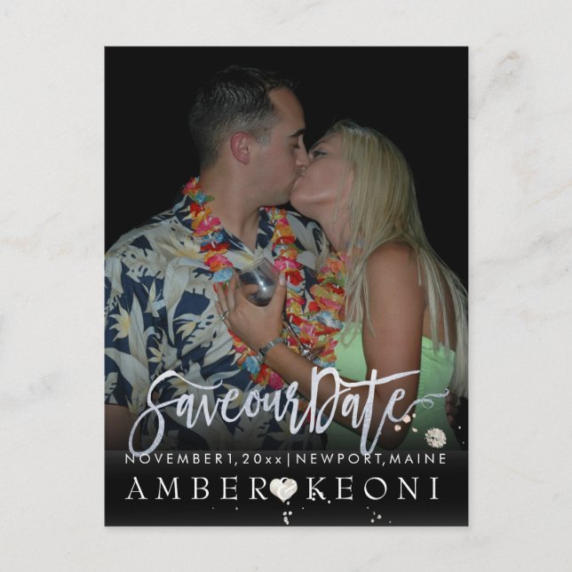 PixDezines faux silver/save date/DIY colour Announcement Postcard (Front)