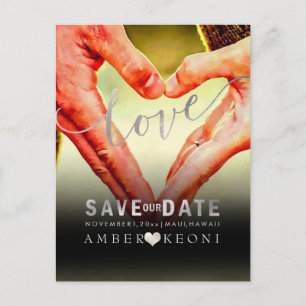 PixDezines Faux Silver Save the Date/Heart Announcement Postcard