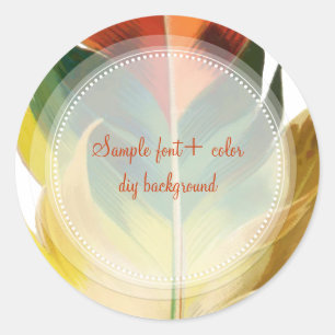PixDezines Feather/Green/Orange Classic Round Sticker