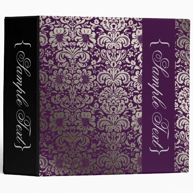 PixDezines Fidora / Faux SIlver Damask/DIY colour Binder (Front/Spine)