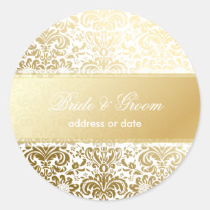 PixDezines Fidora Vintage Damask/DIY background Classic Round Sticker