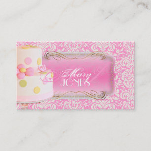 PixDezines Fidora Vintage Damask, Wedding Cake Business Card