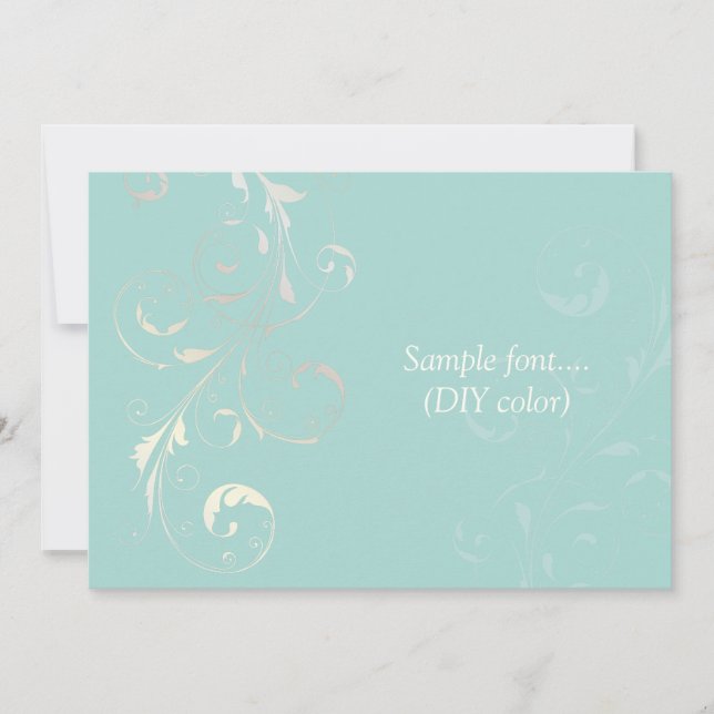 PixDezines filigree swirls/diy colours, blue Invitation (Front)