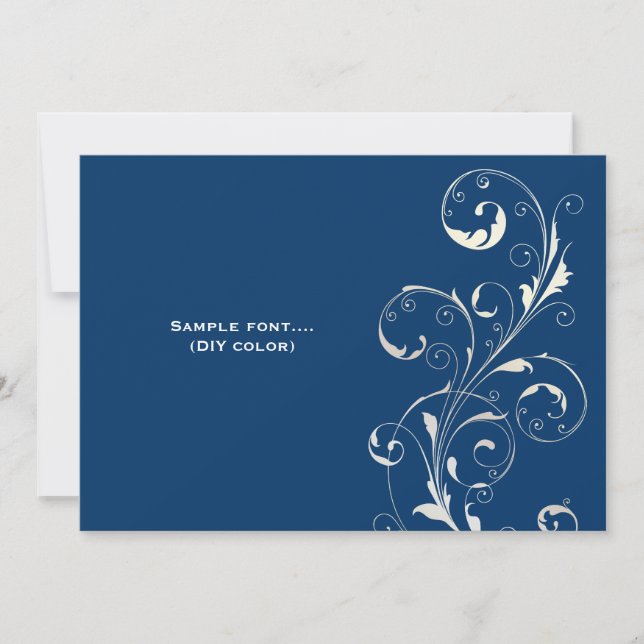 PixDezines filigree swirls/diy colours, navy Invitation (Front)
