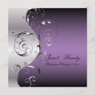 PixDezines Filigree+swirls/silver+lavender Invitation