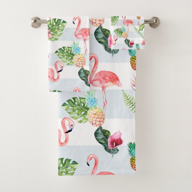 PixDezines Flamant rose rose+Aquarelle florale (En situation)