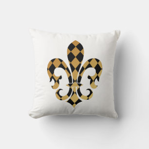 PixDezines fleur de lis/gold/black/DIYbackground Throw Pillow