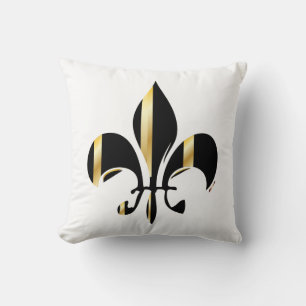 PixDezines fleur de lis/gold/black/DIYbackground Throw Pillow