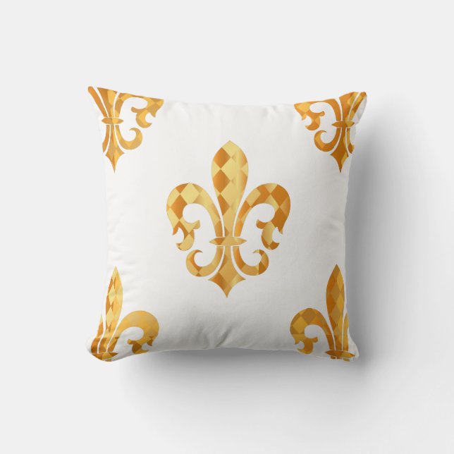 PixDezines fleur de lis/gold/black/DIYbackground Throw Pillow (Front)