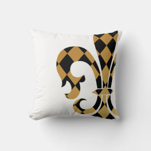 PixDezines fleur de lis/gold/black/DIYbackground Throw Pillow