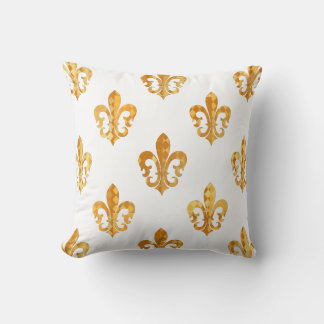 PixDezines fleur de lis/gold/black/DIYbackground Throw Pillow