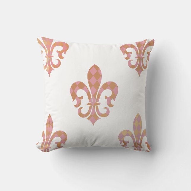 PixDezines fleur de lis/pink/gold/DIYbackground Throw Pillow (Front)