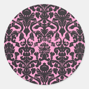 PixDezines Flora Damask, DIY background/pink Classic Round Sticker