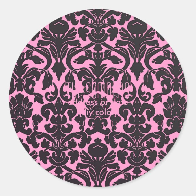 PixDezines Flora Damask, DIY background/pink Classic Round Sticker (Front)