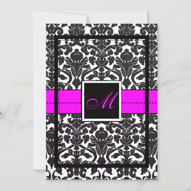 PixDezines Flora Damask/DIY colour/neon pink Invitation (Front)