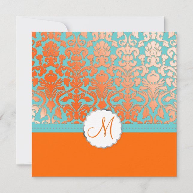 PixDezines Flora Damask/Orange/diy background Invitation (Front)
