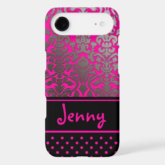 PixDezines Flora Damask/Pink+Black/DIY colour Case-Mate iPhone Case (Back)