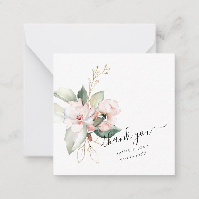 PixDezines Floral Watercolor Blush Pink Bouquet Card (Front)