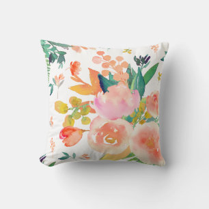 PixDezines Floral Watercolor/Peonies Throw Pillow