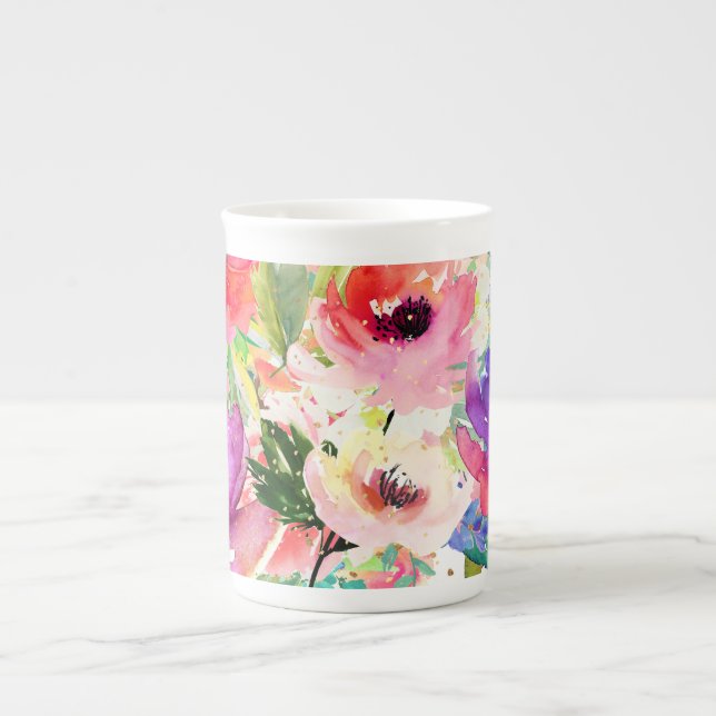 PixDezines Floral/Watercolor/Spring Bouquet Bone China Mug (Front)