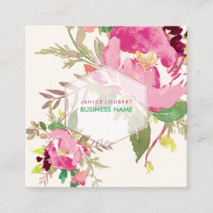 PixDezines Floral Watercolor/Spring Bouquet Square Business Card