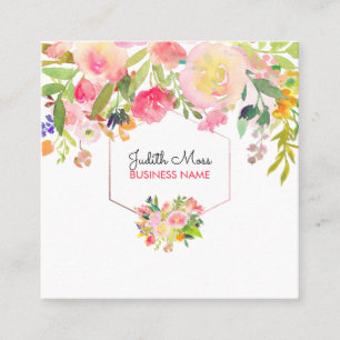 PixDezines Floral Watercolor/Spring Bouquet Square Business Card