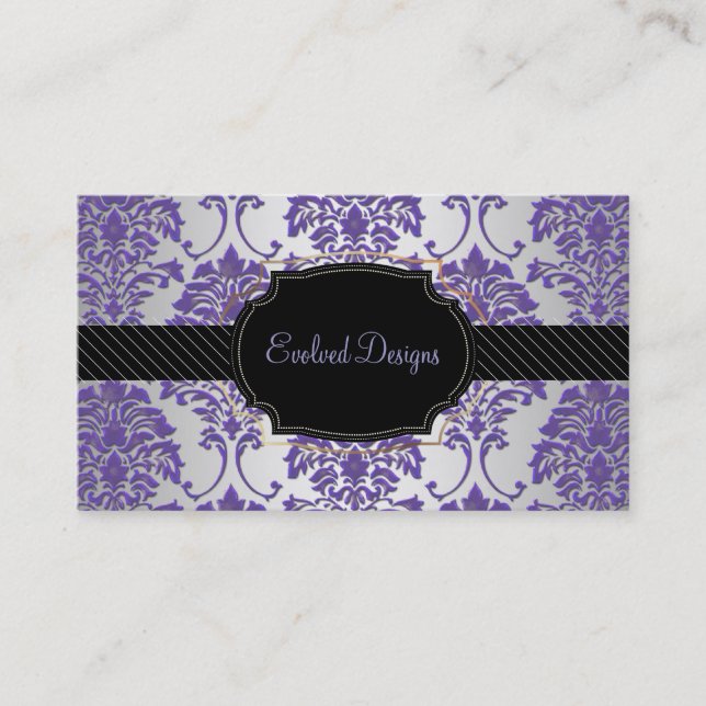 PixDezines florentius damask/purple Business Card (Front)