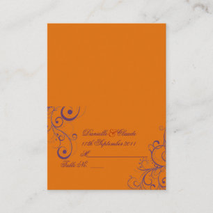 PixDezines Flourish Swirls tent place cards/Orange Card