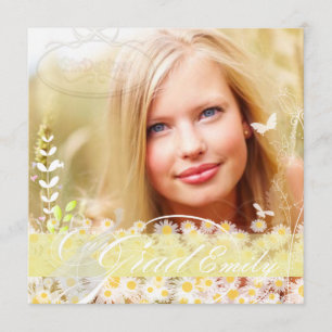 PixDezines Flower Power Graduation, Mod Daisies Invitation