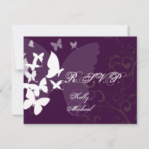 PixDezines Fluttering By RSVP, customizable colour RSVP Card