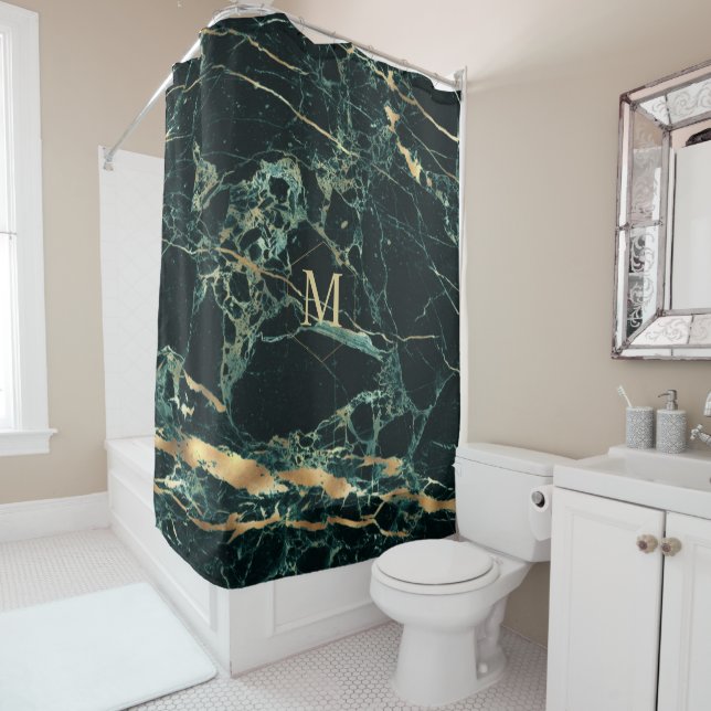 PixDezines FOREST GREEN MARBLE+FAUX GOLD VEINS (In Situ)