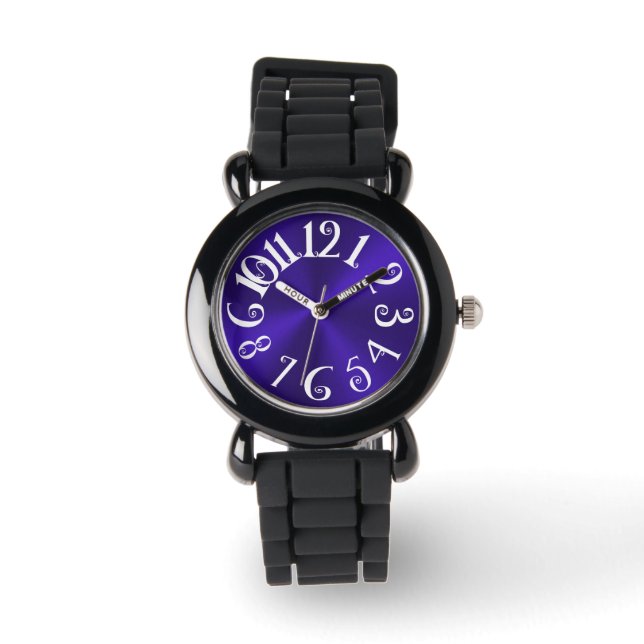 PixDezines fun+funky violet radial/faux steel Watch (Front)