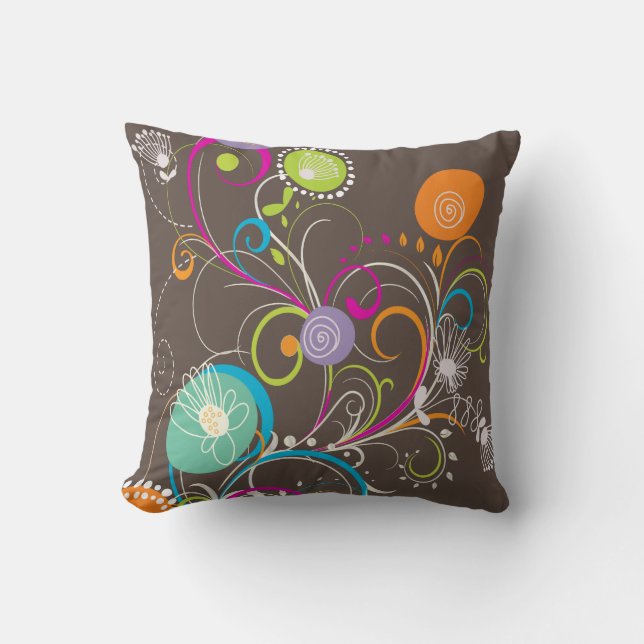 PixDezines funky dandelions/diy background Throw Pillow (Front)