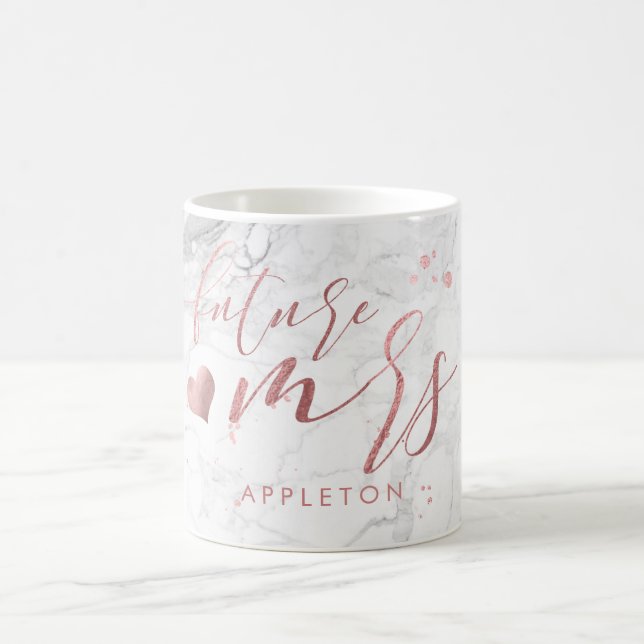 PixDezines Future Mrs/Faux Rose Gold/Modern Script Coffee Mug (Center)