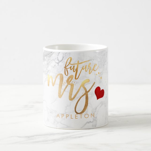 PixDezines Future Mrs Modern/Faux Gold Script Coffee Mug (Center)