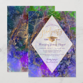 PixDezines Galaxy Abstract Graduation Party Invitation