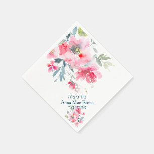 PixDezines Garden Roses, Red Ombre Mitzvah Napkin