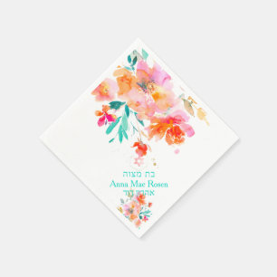 PixDezines Garden Roses, Tangerine Orange Mitzvah Napkin