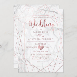 PixDezines Gemstone+Marble/Faux Rose Gold/Wedding Invitation