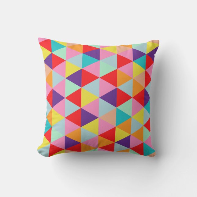 PixDezines geometric/neon colours Throw Pillow (Front)