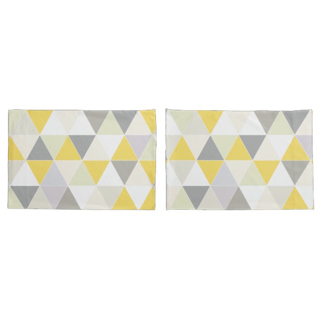 PixDezines geometric yellow+grey Pillowcase (Back-Set)