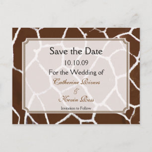 PixDezines Giraffe print save the date postcard