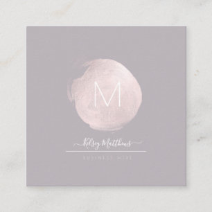 PixDezines Glam Monogram Black+Blush Pink Spot Square Business Card